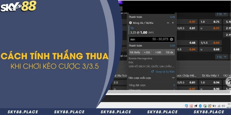 Cách tính thắng thua khi chơi kèo cược 3/3.5